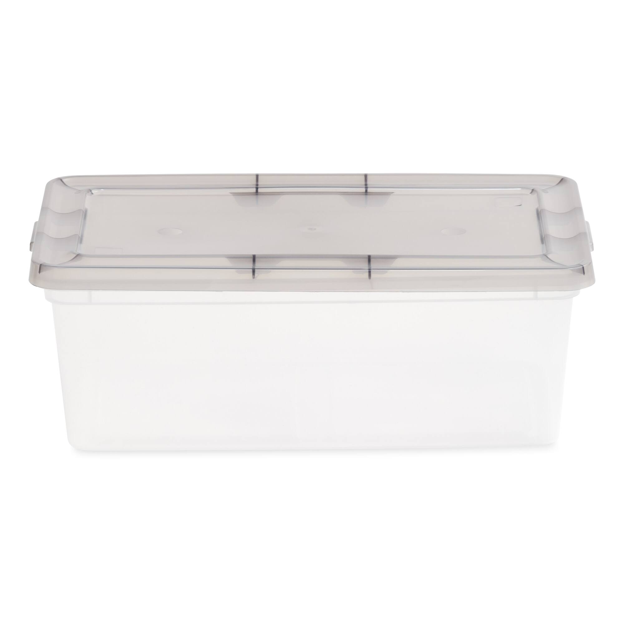 IRIS Clear Stackable Storage Boxes with Gray Lid